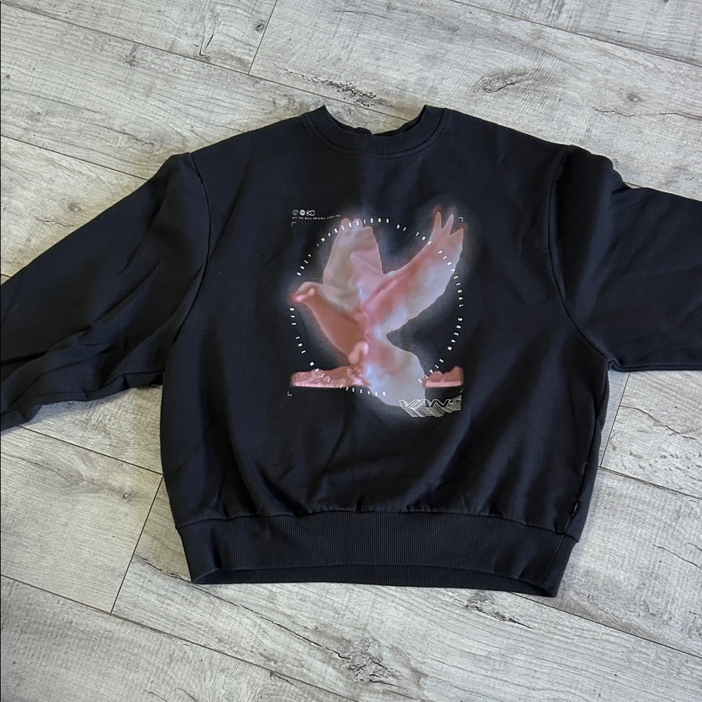 Vans Black Crewneck Sweater with Graphic Design